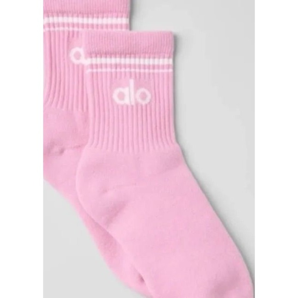 Alo Yoga, Half Crew Sock, Sweet Pink, Size M, MSRP $34